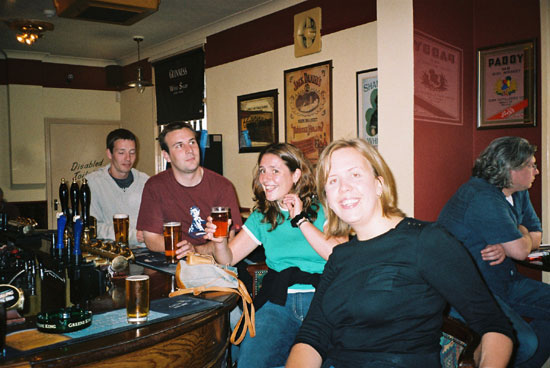 Rufus, Ivan, Jen and Becki in the White Swan, the second pub.