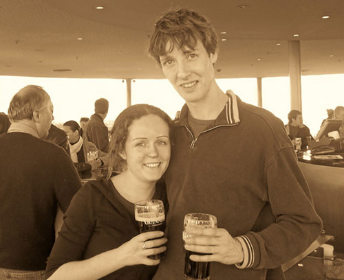 Becca and Rufus sharing a Guiness at the Guiness factory in this stylish picture