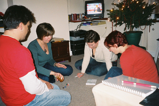 The evening started early with some Yahtzee.